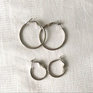 Fashion Silver Hoop Earrings Set